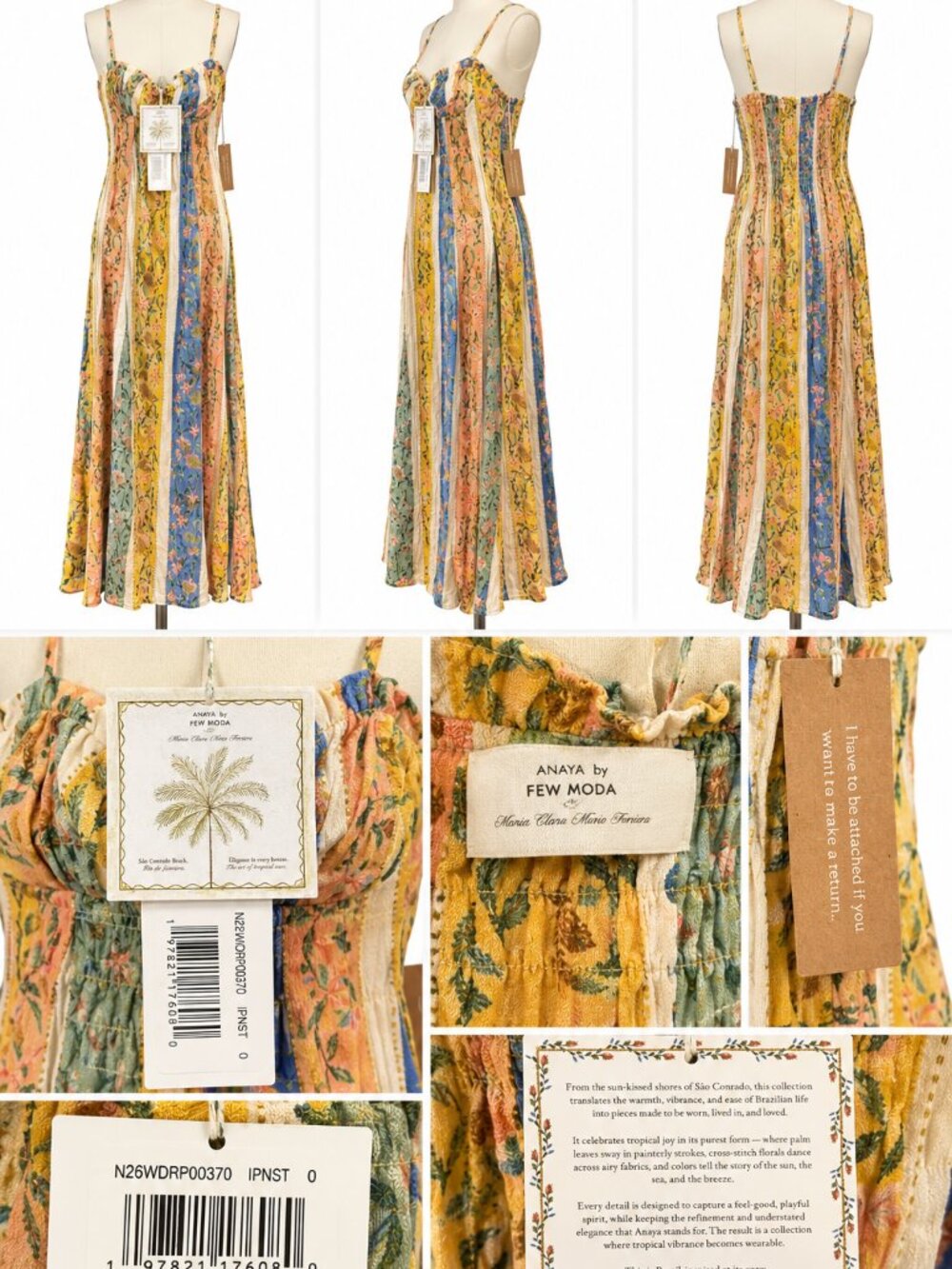 Anaya Rainey Dress – Ipanema Stripe – Size 0 – NWT